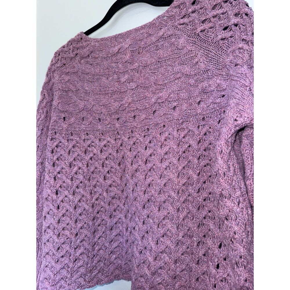 Sundance 100% Lambswool Purple Cable Knit Cropped Pullover Sweater | Size Small - Picture 6 of 6